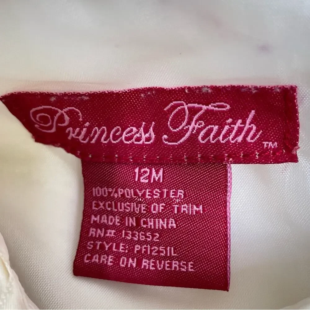 Princess Faith Cream Dress Set 12 Months Pearls Wedding Easter Party Dress